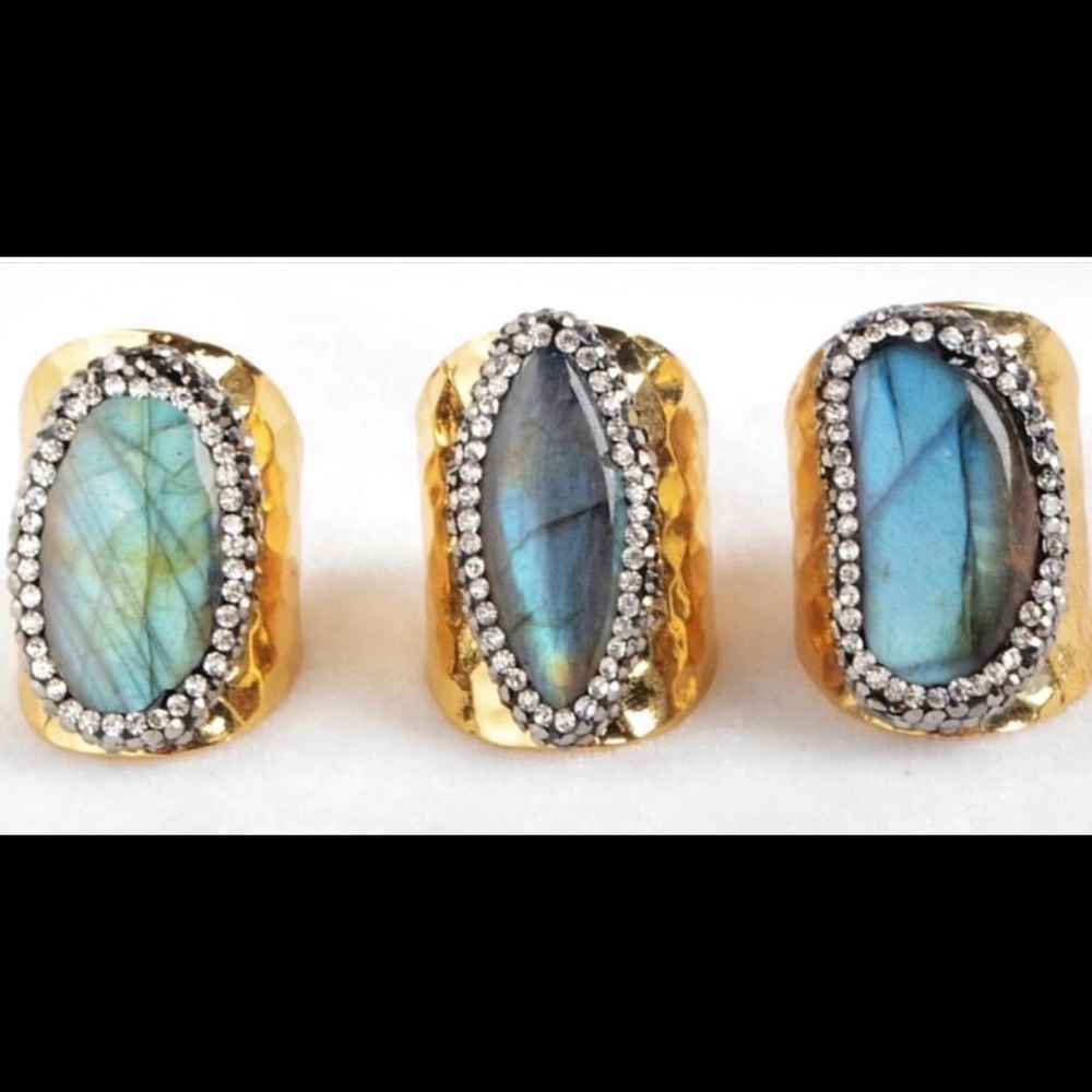 Gold or silver gemstone cuff rings